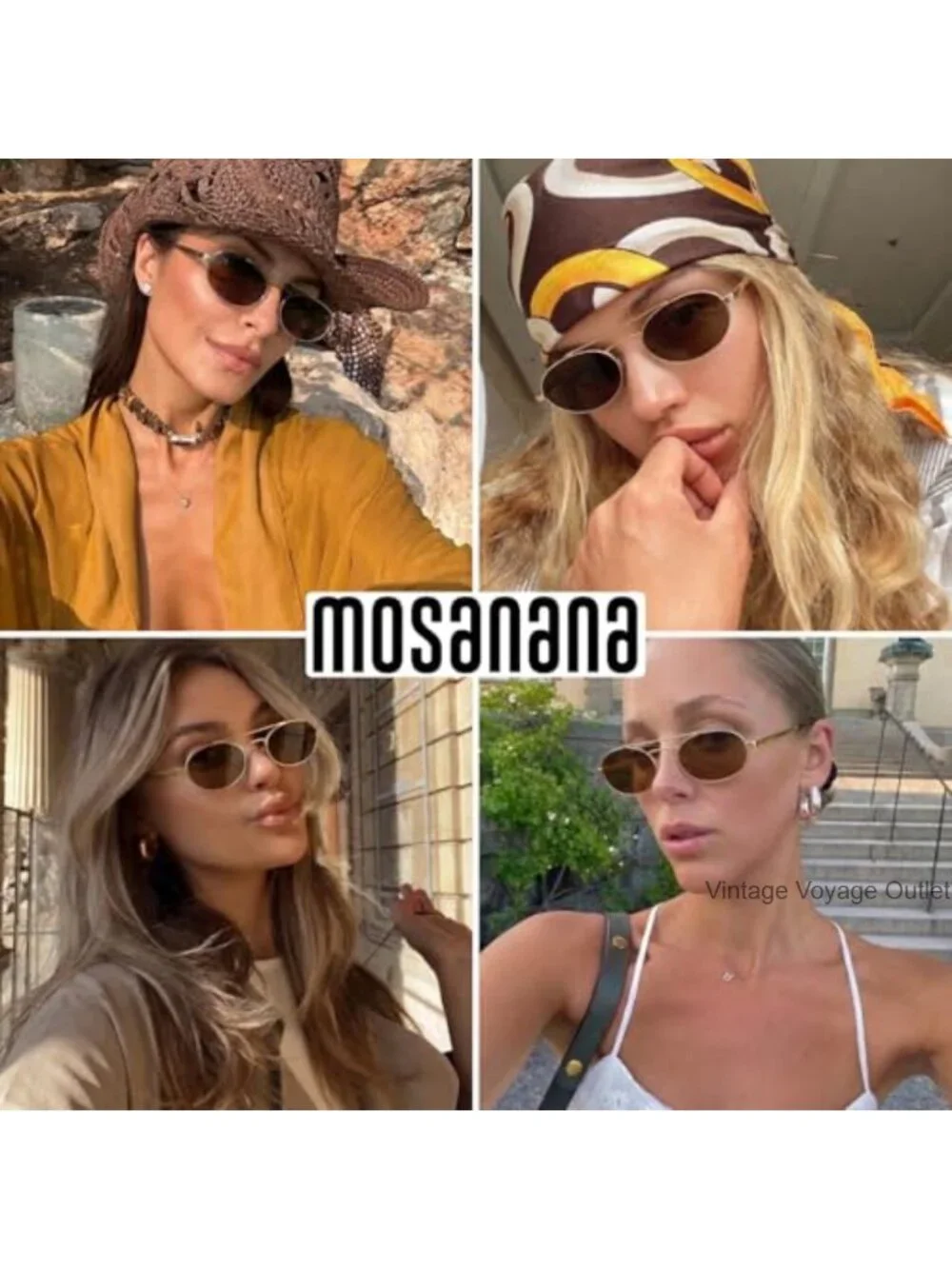 Retro Oval Sunglasses for Women 90s Style Double Bridge Metal Frame UV400